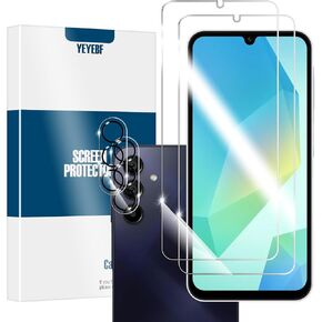 Galaxy A36 HD Clear Tempered Glass Screen Protector + Camera Lens Protectors, [2+2 Pack] [3D Glass] [Anti-Glare] [Bubble-Free] Screen Protector Glass For Samsung Galaxy A36