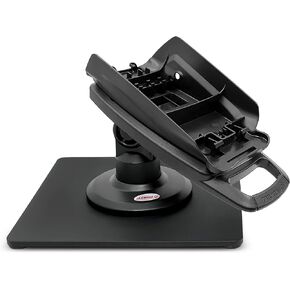 ENS Tailwind Ingenico Desk/3500/5000 3" Latch and Lock Compact Pole Mount Terminal Stand with Square Freestanding Mobility Base Plate, Black