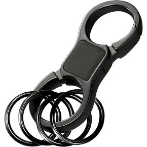 Heavy Duty Key Chain with Quick Release Spring – Zinc Alloy Car Keychain Organizer for Men & Women, 4 Key Rings