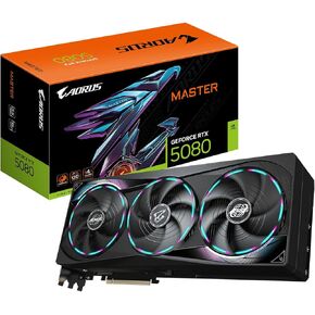 GIGABYTE AORUS GEFORCE RTX 5080 MASTER 16G CARDACTS ، نظام تبريد Windforce ، بطاقة فيديو سعة 16 جيجابايت 256 بت ، GV-N5080AORUS M-16GD