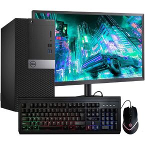 Dell Optiplex 7040 Tower Desktop Computer | Quad Core Intel i7 (3.4) 32GB DDR4 RAM 500GB PCIe M.2 NVMe + 2TB HDD| Windows 10 Professional New 22in LCD Monitor Home or Office PC (Renewed), Black