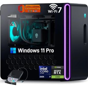 Alienware 2025 Aurora Gaming Desktop - Intel 24-Core Ultra 9 285K, GeForce RTX 5080(16GB GDDR7), 64GB DDR5, 2TB SSD + 2TB HDD, Wi-Fi 7, Windows 11 Pro, MS Office Lifetime, W/External DVD Drice