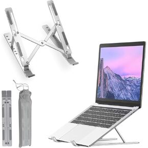 Laptop Stand Adjustable – 7-Level Foldable Aluminum Riser, Portable Laptop Holder for Desk, Compatible with 9-15.6 Inch Laptops, Ergonomic & Sturdy