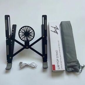 Laptop Cooling Stand, 6-Angle Adjustable Aluminum Ergonomic Foldable Portable Desktop Stand, Compatible with 10-15.6 inch MacBook iPad, HP, Dell, Lenovo Silver (Silver with Fan)