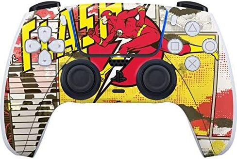 Skinit Decal Gaming Skin Compatible with PS5 Controller - Officially Licensed DC Comics Flash Block Pattern Design in Saudi Arabia