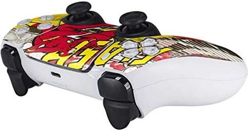 Skinit Decal Gaming Skin Compatible with PS5 Controller - Officially Licensed DC Comics Flash Block Pattern Design in Saudi Arabia