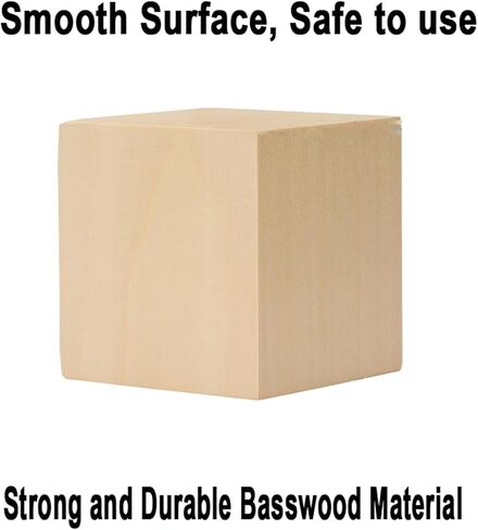 2 Pack Unfinished Basswood Carving Blocks Kit, 4 x 4 x 2 Inch Unfinished Bass Wood Whittling Soft Wood Carving Block Set for Kids Adults Wood Carving Beginner in Kuwait