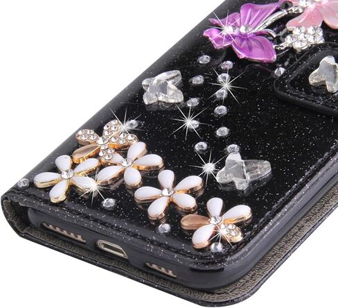 Losin متوافق مع iPhone 16 Plus Wallet Case مع فتحات البطاقة الفاخرة ثلاثية الأبعاد بريق Glitter Diamond Rhinestons Butterfly Design Form in Saudi Arabia