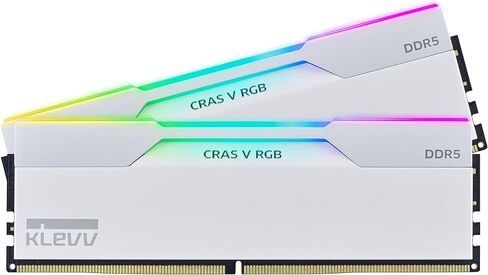 KLEVV CRAS V RGB DDR5 64GB (2x32GB) 6400MHz CL32 A-DIE 1.35V Gaming Desktop Ram Memory SK Hynix Chip XMP 3.0 / AMD Expo Ready - White (KD5BGUA80-64A320J) in Kuwait
