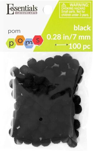 كرات بوم بوم من ايسينشالز باي ليجر ارتس - لون اسود - 7 ملم - 100 قطعة من كرات بوم بوم للفنون والحرف اليدوية - كرات بوم بوم للحرف اليدوية - كرات منفوشة للحرف اليدوية in Kuwait
