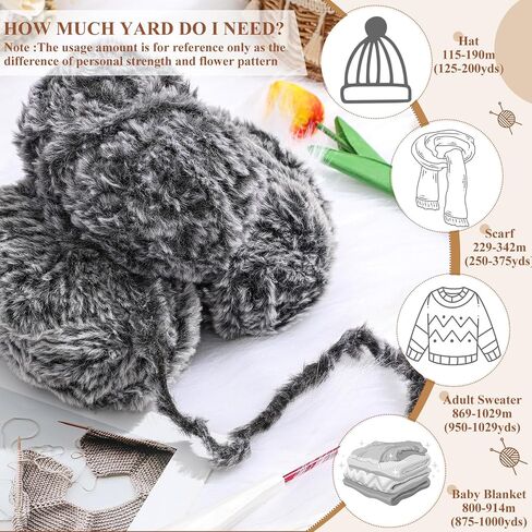 Threlaco 3 Skeins Faux Fur Yarn Soft Fur Yarn Fluffy Yarn Plush Chunky Knit Yarn Winter Eyelash Yarn for Knitting Crocheting Crafting Blanket Rug Clothes, Total Length 3 X105 ft in Saudi Arabia