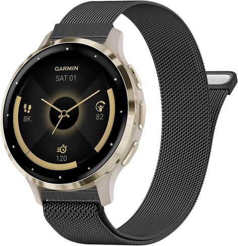 Meliya Bands for Garmin Venu 3S/Venu 2S/Vivoactive 4S/Vivomove 3S, 18mm Quick Release Metal Replacement Bracelet Strap for Garmin Forerunner 255S/Forerunner 265S Bands in Saudi Arabia