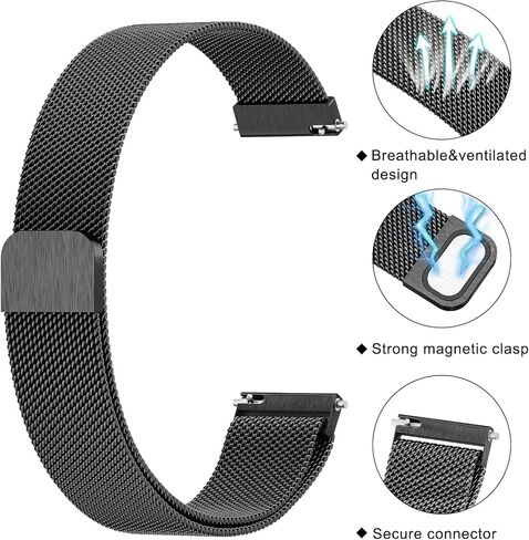 Meliya Bands for Garmin Venu 3S/Venu 2S/Vivoactive 4S/Vivomove 3S, 18mm Quick Release Metal Replacement Bracelet Strap for Garmin Forerunner 255S/Forerunner 265S Bands in Saudi Arabia