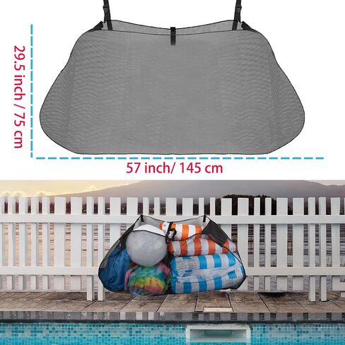 Pool Float Storage Mesh Bag, Pool Float Net Organizer for Pool Inflatable Balls Toys, Floats Ring, Pool Noodles Rafts and Pool Accessories, Black in Saudi Arabia
