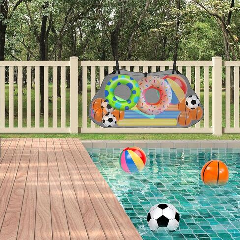 Pool Float Storage Mesh Bag, Pool Float Net Organizer for Pool Inflatable Balls Toys, Floats Ring, Pool Noodles Rafts and Pool Accessories, Black in Saudi Arabia