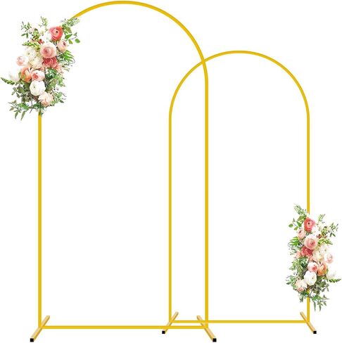 FOTSHARER 6FT 7.2FT Gold Wedding Arch Stand Birthday Arch Backdrop Stands Set of 2 Outdoor Balloon Arched Stand Metal Backdrop Stand Arch for Garden Arbor Baby Bridal Shower Photo Booth Decorations in Kuwait