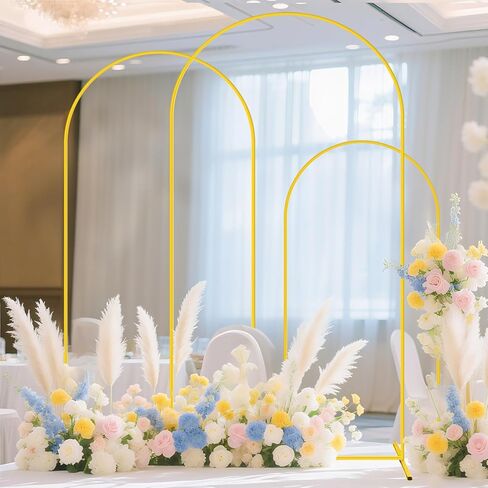 Fotsharer 6ft 7.2ft Gold Wedding Arch Stand Stand Arch Arch Backdrop Stands مجموعة من 2 بالون في الهواء الطلق مقوسة القوس المعدني على خلفية الحديقة لحديقة الأطفال الزفاف الدش الزفاف in Kuwait