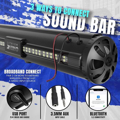 شريط صوت غولف بار بلوتوث مع إضاءة RGB ، 28 بوصة صوت الجولف مقاوم للماء ، 8 مكبر صوت HIFI 2.1HD PowerSports على الطرق in Kuwait