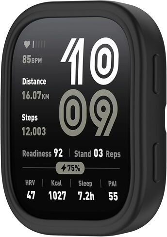 مناسب لـ Amazfit Bip 6 Case ، غلاف واقي الإطار القذيف Sistfit Silicone Protection Case لـ Amazfit Bip 6 A2435 Smartwatch (أسود) in Kuwait