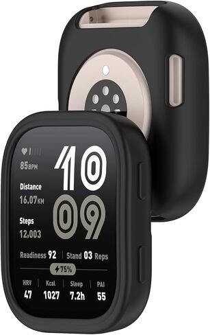 مناسب لـ Amazfit Bip 6 Case ، غلاف واقي الإطار القذيف Sistfit Silicone Protection Case لـ Amazfit Bip 6 A2435 Smartwatch (أسود) in Kuwait