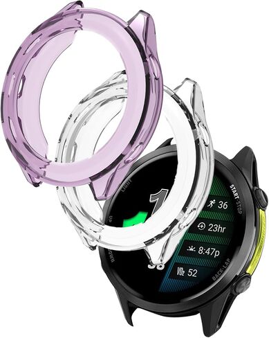 (2 حزمة) حالة Garmin Forerunner 970 Premium Running Smartwatch ، حامي غطاء مصدٍ خفيفة الوزن رفيع الناعم لـ Garmin Forerunner 970 ، (شفاف + أسود شفاف) in Kuwait