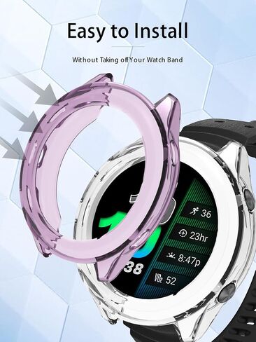 (2 حزمة) حالة Garmin Forerunner 970 Premium Running Smartwatch ، حامي غطاء مصدٍ خفيفة الوزن رفيع الناعم لـ Garmin Forerunner 970 ، (شفاف + أسود شفاف) in Kuwait