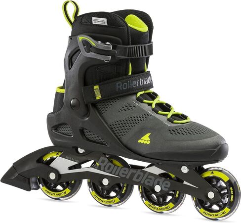 حذاء التزلج المضمّن للياقة البدنية للرجال من Rollerblade Macroblade 80، أسود وليموني، أحذية التزلج مضمنة الأداء in Saudi Arabia