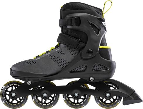 حذاء التزلج المضمّن للياقة البدنية للرجال من Rollerblade Macroblade 80، أسود وليموني، أحذية التزلج مضمنة الأداء in Saudi Arabia