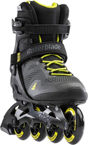 حذاء التزلج المضمّن للياقة البدنية للرجال من Rollerblade Macroblade 80، أسود وليموني، أحذية التزلج مضمنة الأداء in Saudi Arabia