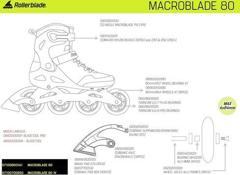 حذاء التزلج المضمّن للياقة البدنية للرجال من Rollerblade Macroblade 80، أسود وليموني، أحذية التزلج مضمنة الأداء in Saudi Arabia