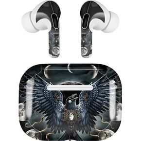 Skinit Decal Audio Skin Compatible with Apple AirPods Pro (2rd Gen, 2022) - Sarah Richter Crow and Moon Phases by Sarah Richter Design