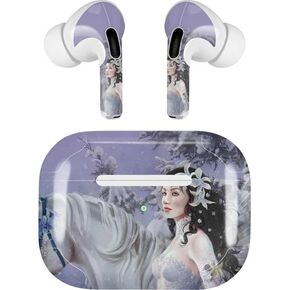 Skinit Decal Audio Skin Compatible with Apple AirPods Pro (2rd Gen, 2022) - Nene Thomas Fairy with Horse in Snow by Nene Thomas Design