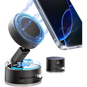 Foldable Vacuum Magnetic car Phone Holder for Magsafe, 360° Rotatable Suction Phone Mount, Strong Suction Cup (A2)