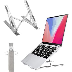 Ergonomic 7-Level Laptop Stand for Desk, Aluminum Foldable Riser Compatible with 9-15.6" Devices, Portable and Adjustable for Comfortable Viewing Angle and Better Posture