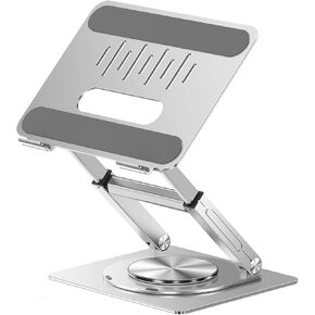 Height Adjustable Laptop Stand Holder for Desk, 360 Rotating Ergonomic Laptop Riser, Sit to Stand Telescopic Notebook Stand, Compatible with MacBook Pro, All Laptops 10-17"