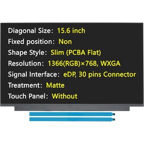 Grade A+ New Screen Replacement for HP 15-FD0081WM 15-FD0083WM, 15.6", 1366×768 WXGA, eDP/30 pins Connector, Non-Touch, LED LCD Display with Tape (Matte)