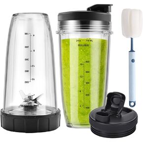 استبدال أكواب Ninja Blender و Blade 6pcs ، أكواب Ninja 24oz لـ Blender و 7fins استبدال شفرة ، قطع غيار Ninja Plender لـ Auto IQ BL642-30 BL450-30 BL482-30 BL687CO-30 ECT.