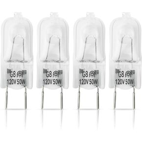 4Pcs 6912A40002J Microwave Oven Lamp Halogen Compatible with LG Microwave, 120V 50W G8 Bi-pin Halogen Bulb Replaces 2025028 AH3610037 EA3610037 PS3610037
