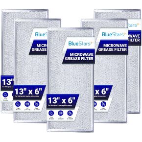 BlueStars 5-Pack W10208631A Microwave Grease Filter Replacement 5.78 x 12.91 Aluminum Mesh Screen Grease Filters - Compatible with Whirlpool G.E Microwaves