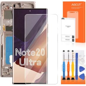 OLED for Samsung Galaxy Note 20 Ultra Screen Replacement for Samsung Note 20 Ultra LCD Display SM-N985 SM-N986U LCD Digitizer Touch Assembly Gold with Frame (Support Fingerprint)