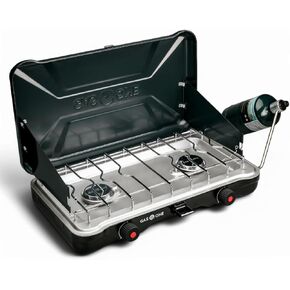 GasOne Portable Camping Stove – Double Propane Stove with Auto Twist Turn Ignition – 22,000 BTU Camping Cooktop with 2 Burners and Wind Guard – Ideal for Tailgating, Fishing, Travel in Kuwait