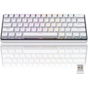Kemove Snowfox Wired/Wireless 60 ٪ لوحة مفاتيح الألعاب الميكانيكية متوافقة مع نوافذ Mac ، لوحة مفاتيح Hot Swappable RGB BBT Keycaps كاملة المفاتيح القابلة للبرمجة ، بطارية 3000 مللي أمبير في الساعة (Gateron Yellow Switch)