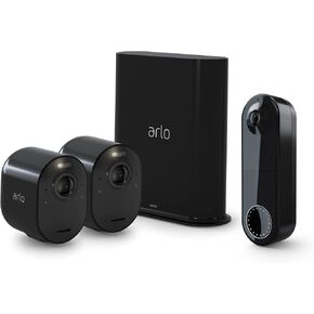 Arlo Ultra 2 Spotlight Camera- 2 Camera Security System, Black Essential Video Doorbell Wire-Free, Black