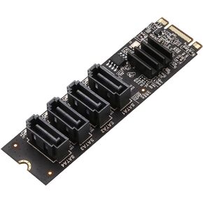 M.2 PCIE3.0 to SATA 3.0 B+M Key Expansion Card 4-Port Adapter TXB184 Compatible with M2 NVME PC Computer