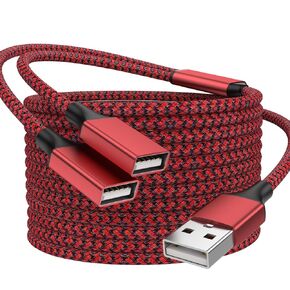 Betu USB y Splitter 1 in 2 Out 1ft/30cm ، USB Male to 2 cable for 2 pc/macbook/macbook/keyboard/ps4/ps5/flash drive/et etc. (Black)