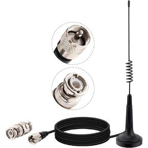 27MHz CB Radio Antenna 12 inch, Magnetic Base Antenna CB for Car Truck Vehicle, with PL259 & BNC Male, Compatible with Cobra, Midland, Uniden, President, Maxon Handheld CB Radio