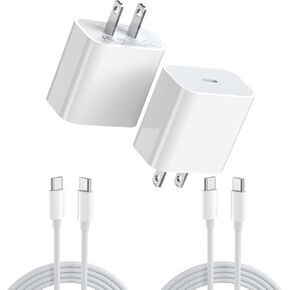 iPhone Charger Fast Charging 2 Pack 30W Type C Wall Charger Block with 2 Pack USB C Cable for iPhone 16/15/14/13 Pro Max/11/Xs Max/XR/X, AirPods Pro (White, 2 Pack)