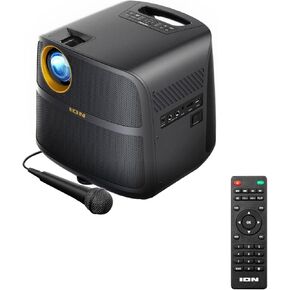 Ion Audio Projector Max HD Projector مع فيديو عالي الدقة 1080 بكسل ونظام صوت 70 واط للموسيقى أو مكبر الصوت الكاريوكي بلوتوث (متجدد)