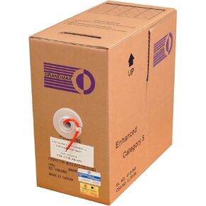 GRANDMAX CAT5e 350MHz Plenum Solid Ethernet PVC Bulk Cable, 1000ft, Wire UTP Pull Box, CMP Rated, 100% Copper, 4 Pair, 24 AWG/ 1000FT/ Green