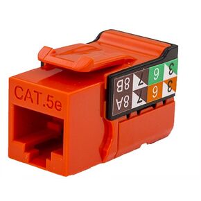CAT5E RJ45 Keystone Jack, V-Max Series - Orange Color - (50 Pack)